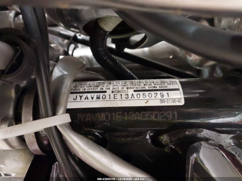 2003 Yamaha Xvs65 A VIN: JYAVM01E13A050291 Lot: 43885192