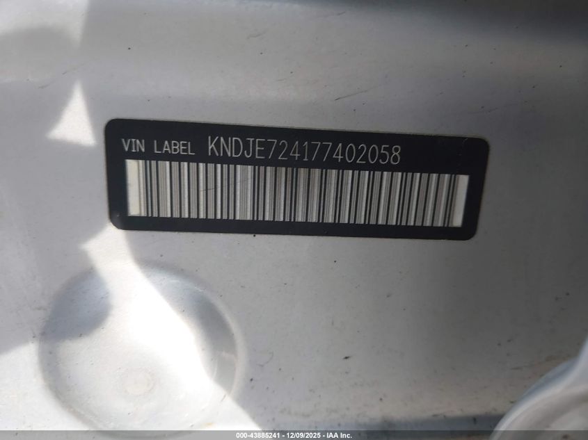 2007 Kia Sportage Lx VIN: KNDJE724177402058 Lot: 43885241