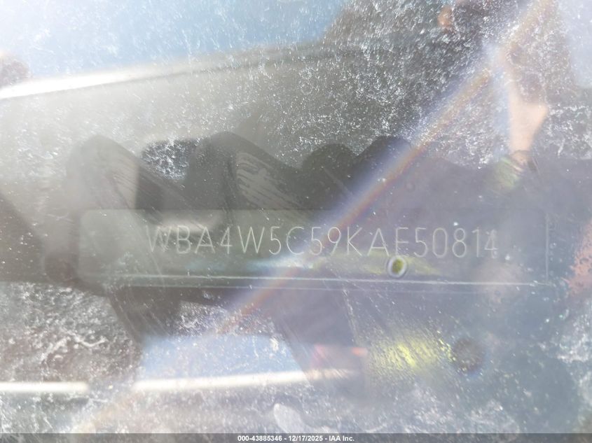 2019 BMW 430I xDrive VIN: WBA4W5C59KAE50814 Lot: 43885346