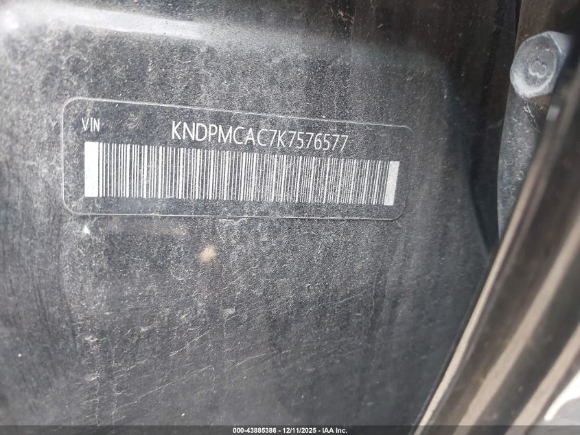 2019 Kia Sportage Lx VIN: KNDPMCAC7K7576577 Lot: 43885386