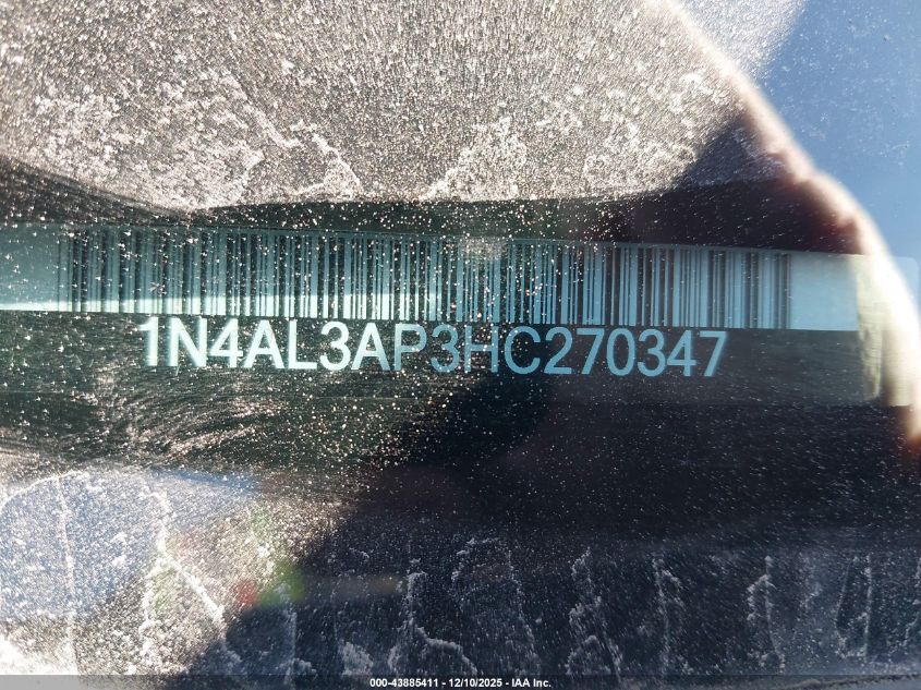 2017 Nissan Altima 2.5 Sl VIN: 1N4AL3AP3HC270347 Lot: 43885411
