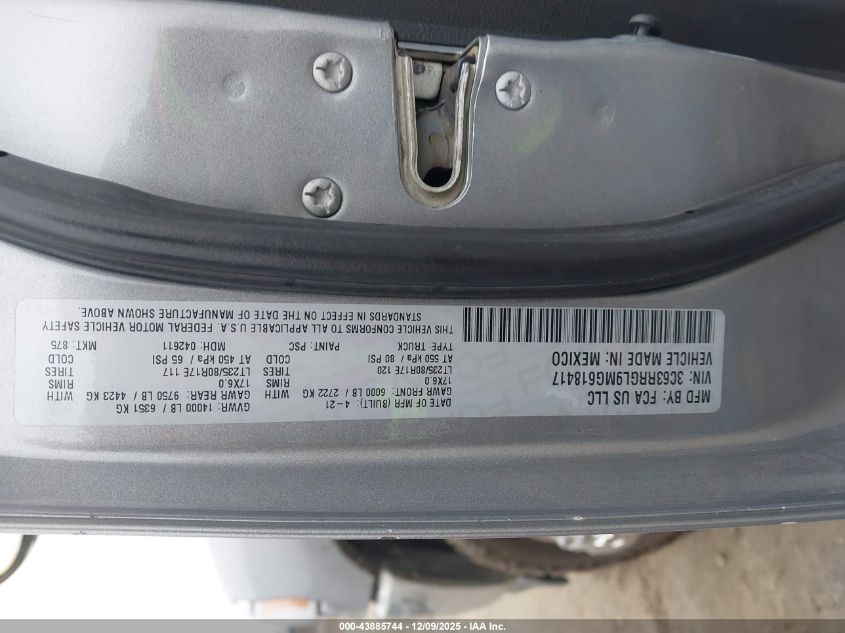 2021 Ram 3500 Tradesman 4X4 8' Box VIN: 3C63RRGL9MG618417 Lot: 43885744