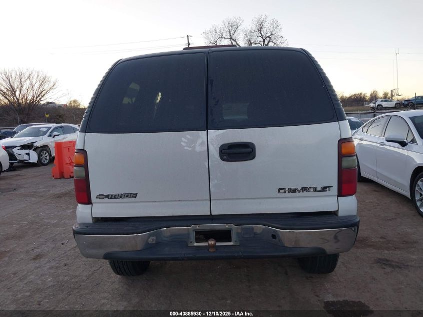 2001 Chevrolet Tahoe Ls VIN: 1GNEC13T81R199182 Lot: 43885930