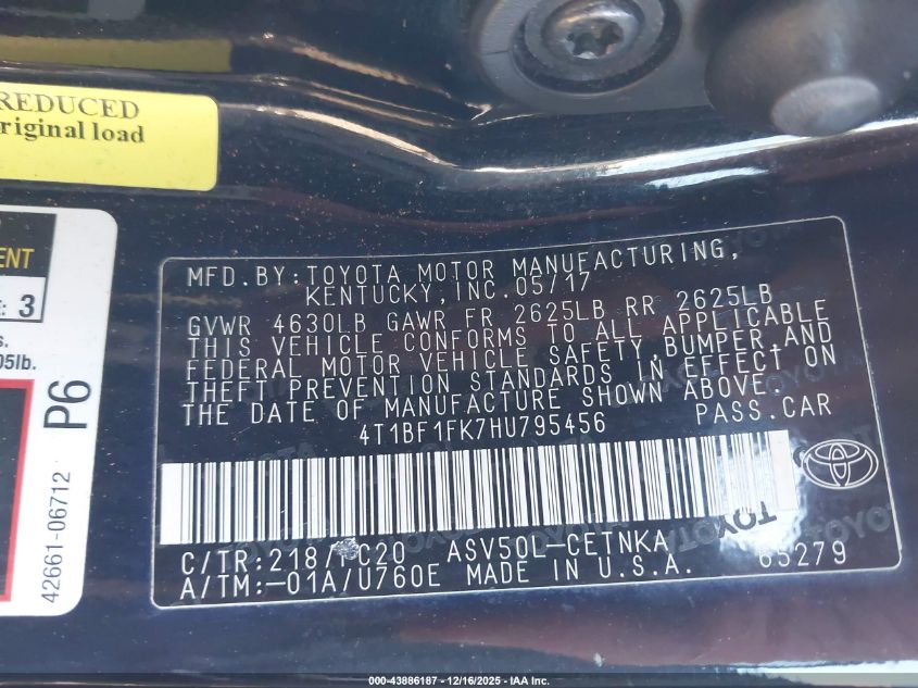 2011 Toyota Camry Se VIN: 4T1BF3EK6BU687012 Lot: 43886187