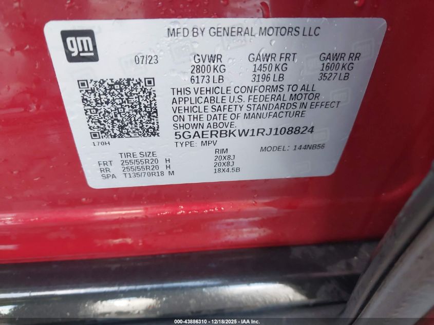 2024 Buick Enclave Essence Fwd VIN: 5GAERBKW1RJ108824 Lot: 43886310