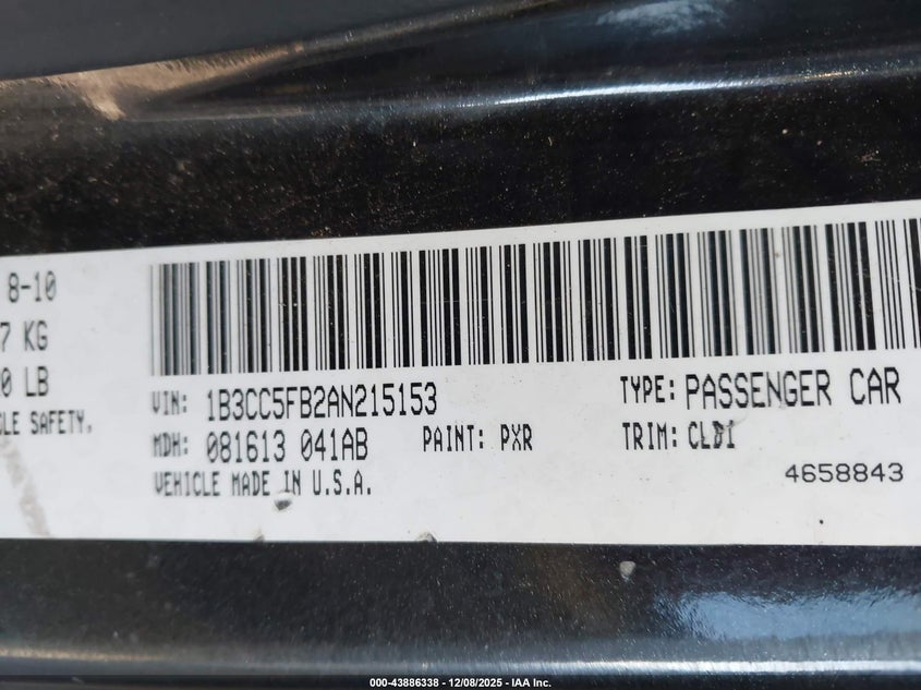 1B3CC5FB2AN215153 2010 DODGE AVENGER photo no. 9