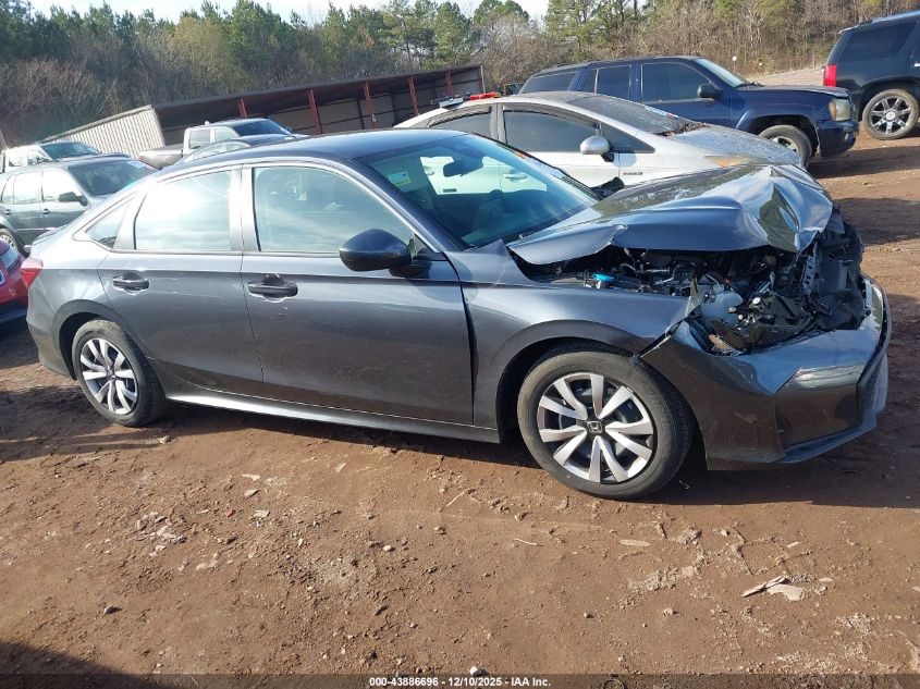 2025 Honda Civic Lx VIN: 2HGFE2F27SH596742 Lot: 43886696