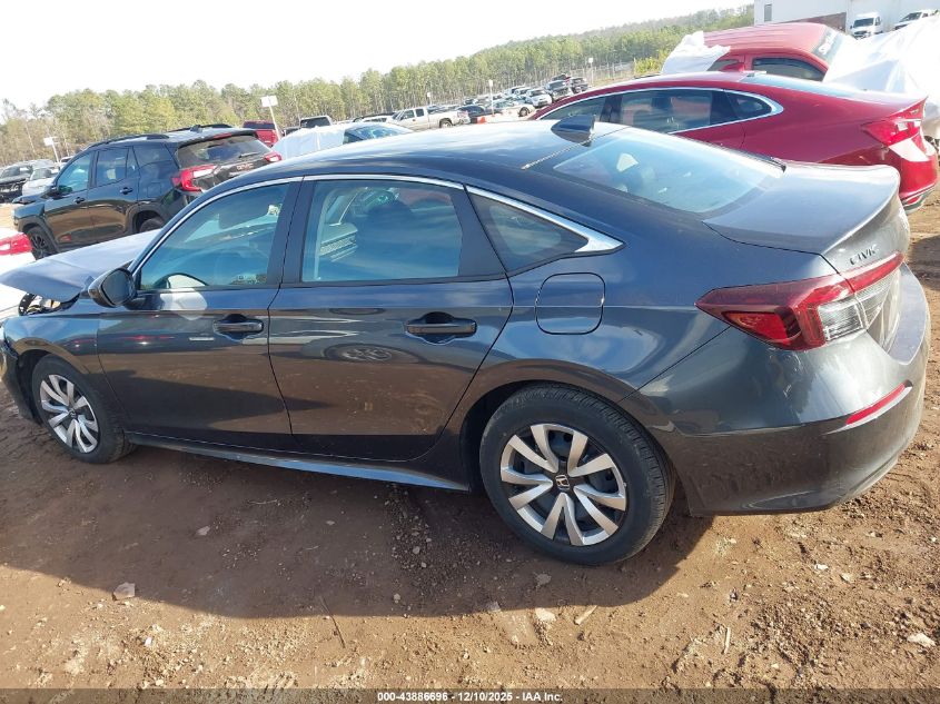 2025 Honda Civic Lx VIN: 2HGFE2F27SH596742 Lot: 43886696