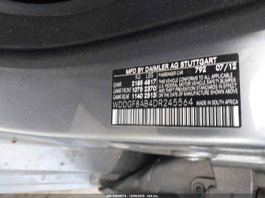 2013 Mercedes-Benz C 300 Sport 4Matic VIN: WDDGF8AB4DR245564 Lot: 43886878