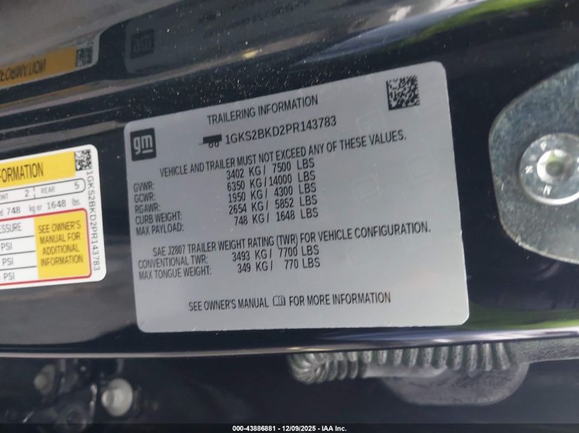 2023 GMC Yukon - 1GKS2BKD2PR143783