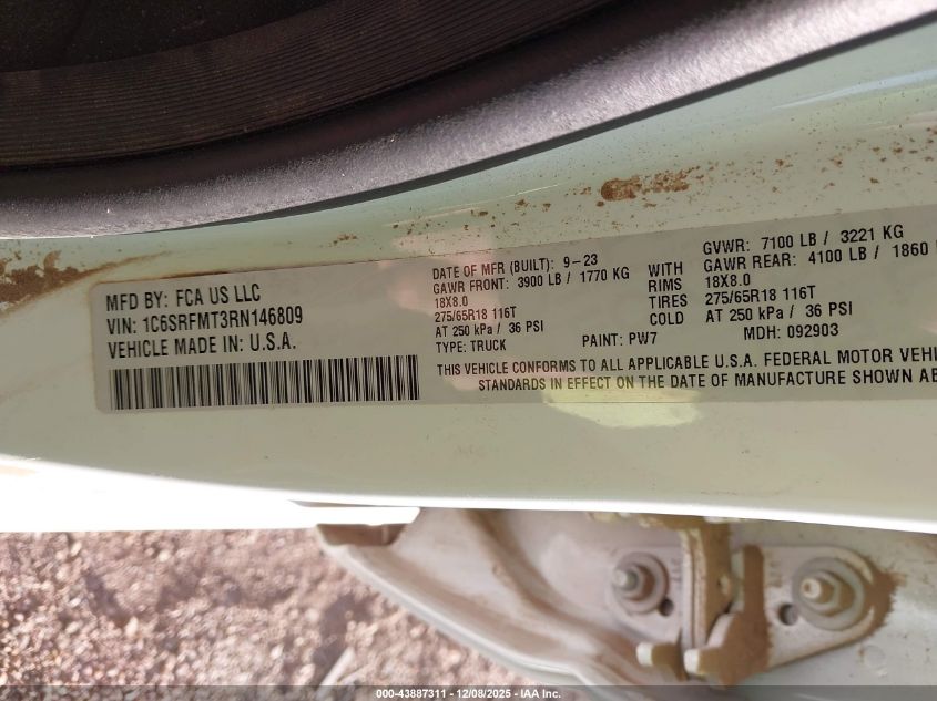 2024 Ram 1500 Lone Star 4X4 6'4 Box VIN: 1C6SRFMT3RN146809 Lot: 43887311