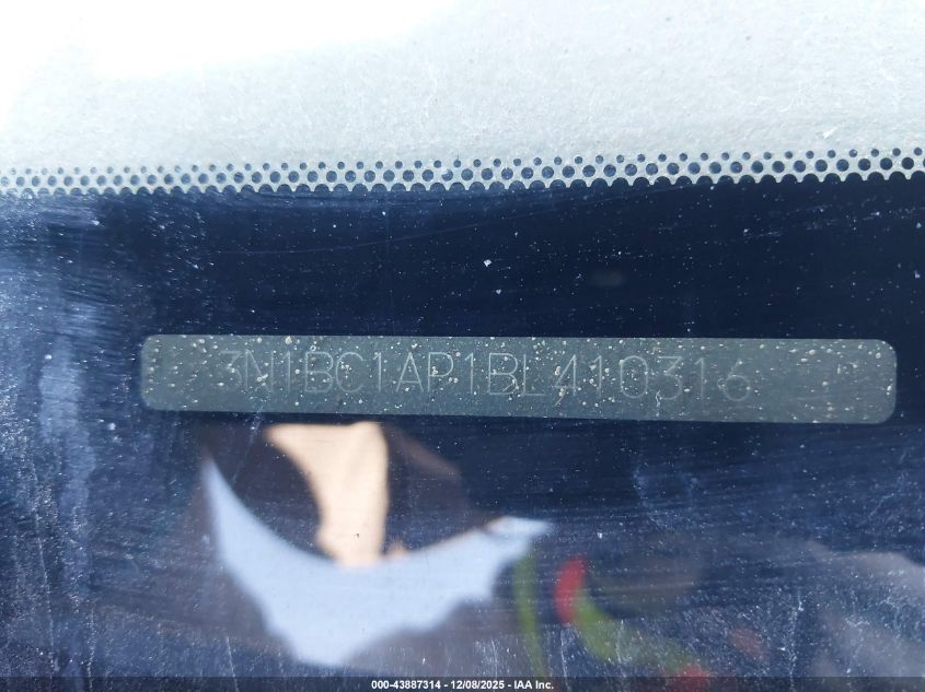 2011 Nissan Versa 1.8S VIN: 3N1BC1AP1BL410316 Lot: 43887314