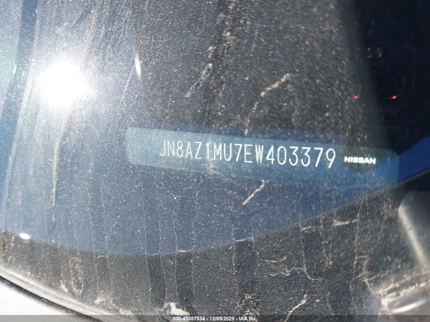 2014 Nissan Murano Le VIN: JN8AZ1MU7EW403379 Lot: 43887534