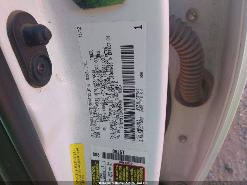 2013 Toyota Tundra Grade 4.6L V8 VIN: 5TFRM5F11DX055840 Lot: 43887636