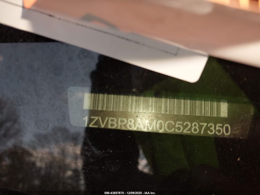 2012 Ford Mustang V6 Premium VIN: 1ZVBP8AM0C5287350 Lot: 43887670