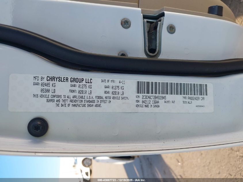 2011 Chrysler 300C VIN: 2C3CA6CT2BH522845 Lot: 43887723