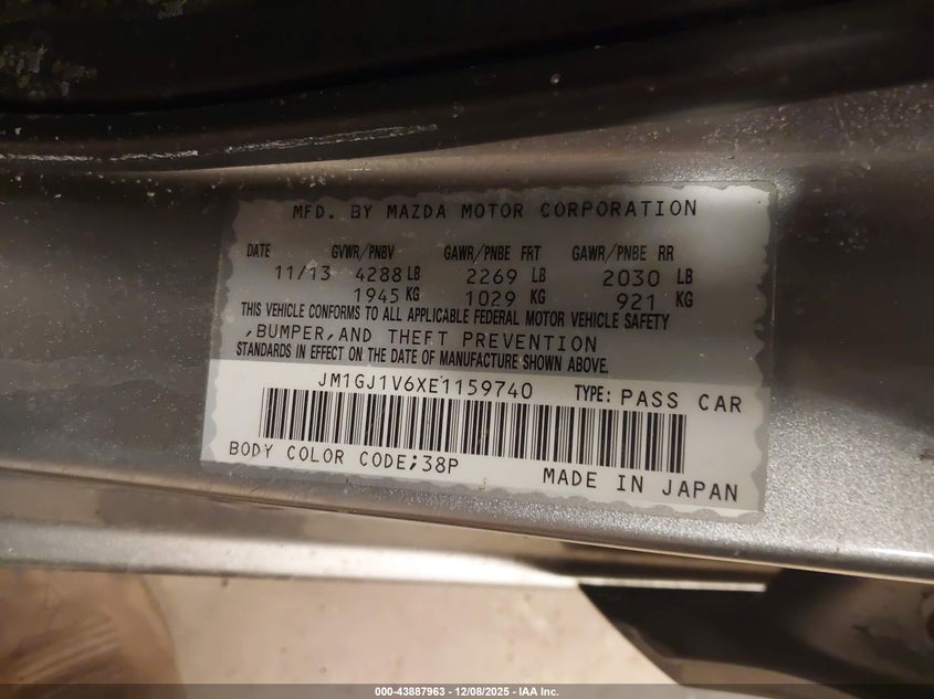 JM1GJ1V6XE1159740 2014 MAZDA 6 photo no. 9