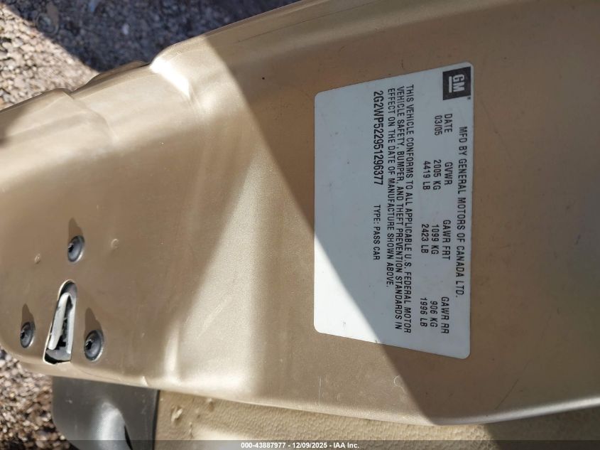 2005 Pontiac Grand Prix VIN: 2G2WP522951296377 Lot: 43887977