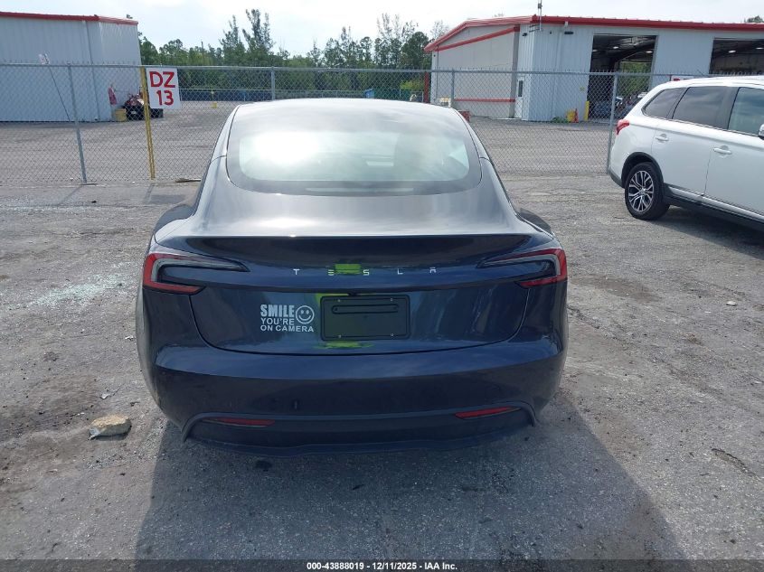 2025 Tesla Model 3 Long Range Rear-Wheel Drive/Standard Rear-Wheel Drive VIN: 5YJ3E1EA6SF046281 Lot: 43888019