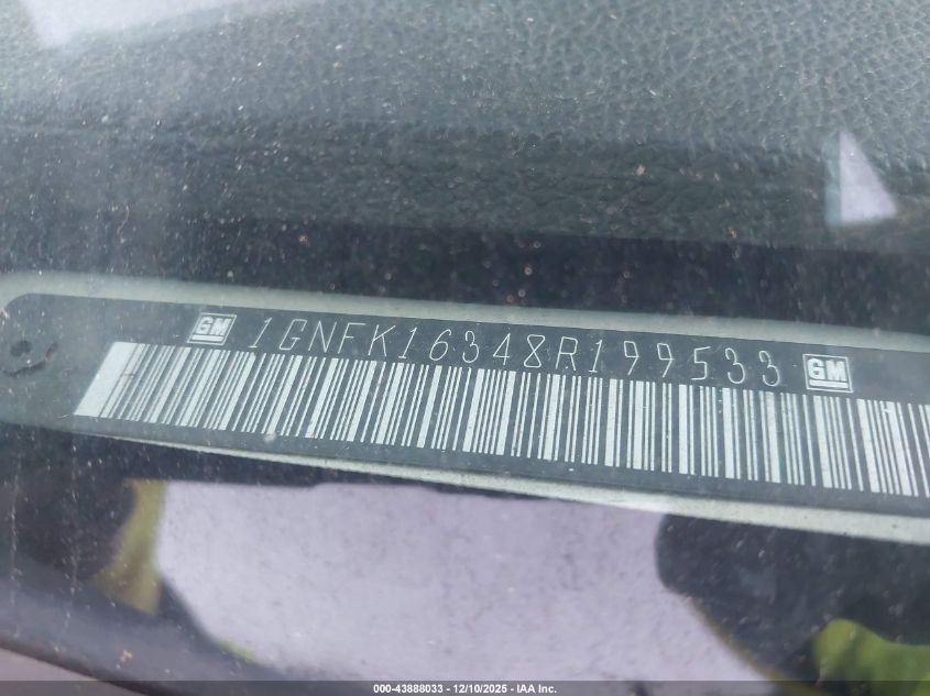 2008 Chevrolet Suburban 1500 Ltz VIN: 1GNFK16348R199533 Lot: 43888033