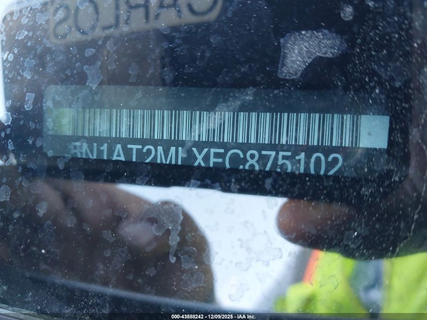 2015 Nissan Rogue Sv VIN: 5N1AT2MLXFC875102 Lot: 43888242