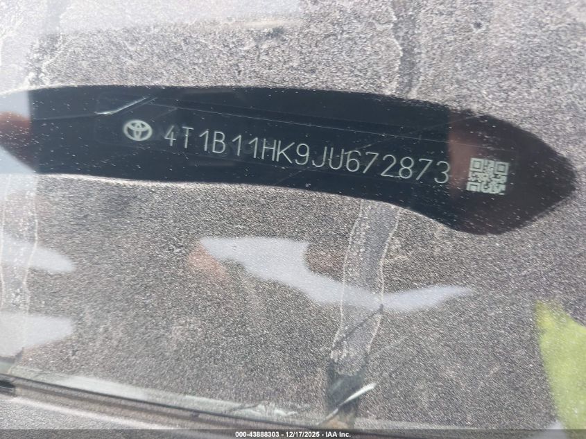 2018 Toyota Camry Se VIN: 4T1B11HK9JU672873 Lot: 43888303