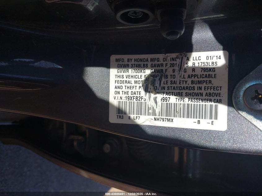 19XFB2F50EE209997 2014 HONDA CIVIC photo no. 9