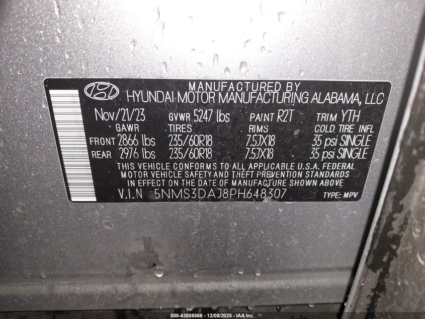 5NMS3DAJ8PH648307 2023 HYUNDAI SANTA FE photo no. 9