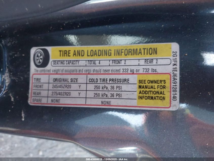 2010 Chevrolet Camaro 2Ss VIN: 2G1FK1EJ6A9120140 Lot: 43888819