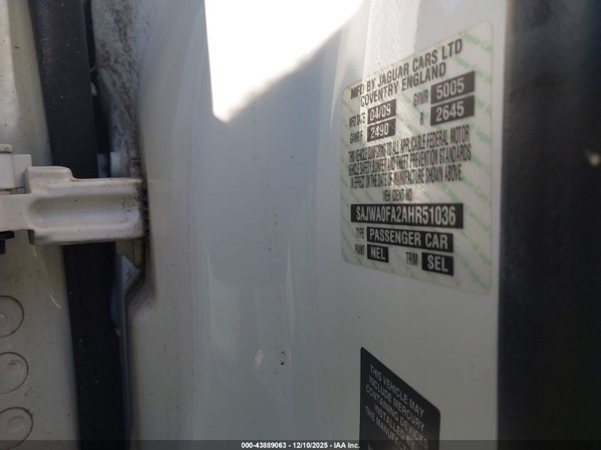2010 Jaguar Xf VIN: SAJWA0FA2AHR51036 Lot: 43889063