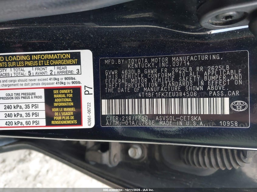4T1BF1FK7EU384506 2014 TOYOTA CAMRY photo no. 9