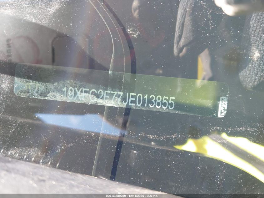 2018 Honda Civic Ex VIN: 19XFC2F77JE013855 Lot: 43889209