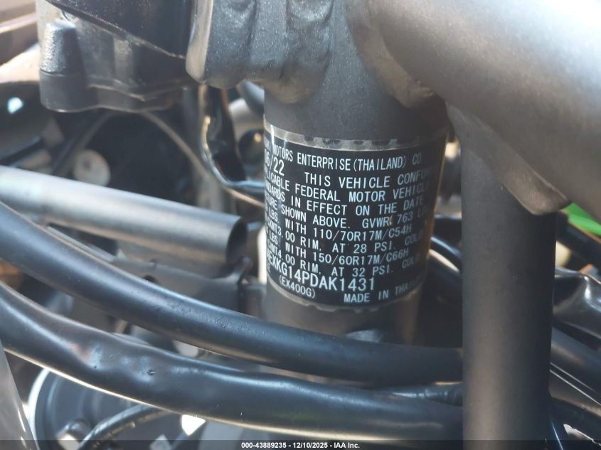 2023 Kawasaki Ex400 VIN: JKAEXKG14PDAK1431 Lot: 43889235