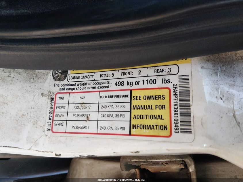 2FAHP71V39X109493 2009 FORD CROWN VICTORIA photo no. 9