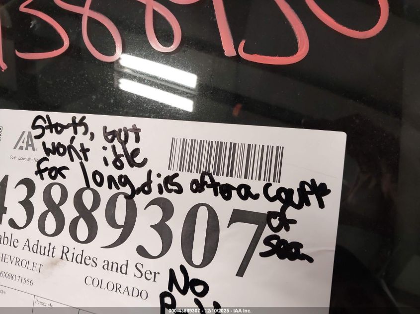 2006 Chevrolet Colorado Lt VIN: 1GCDT136X68171556 Lot: 43889307