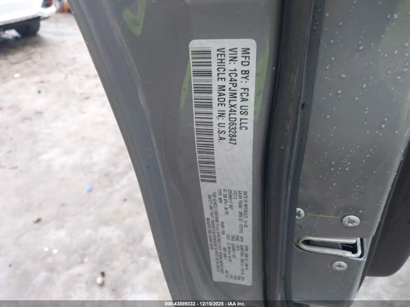 2020 Jeep Cherokee Latitude Lux 4X4 VIN: 1C4PJMLX4LD632847 Lot: 43889332