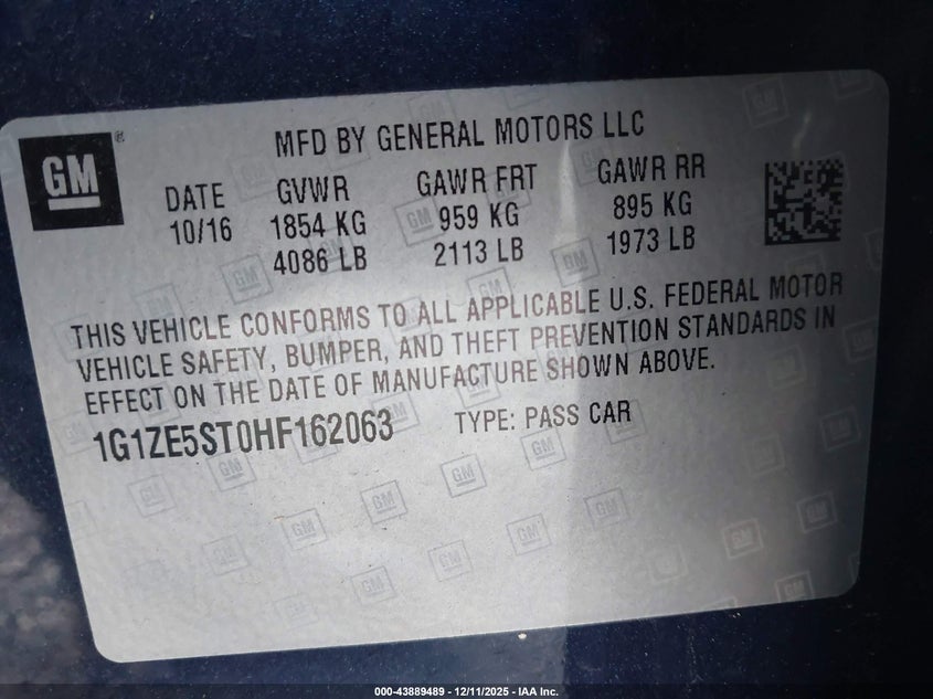 1G1ZE5ST0HF162063 2017 CHEVROLET MALIBU photo no. 9