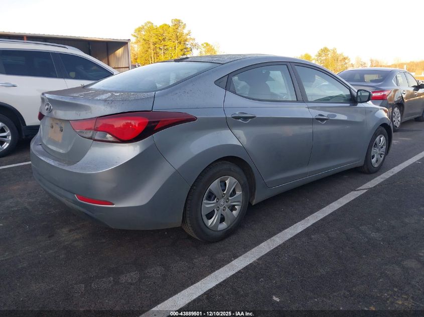 2016 Hyundai Elantra Se VIN: 5NPDH4AE4GH741518 Lot: 43889501