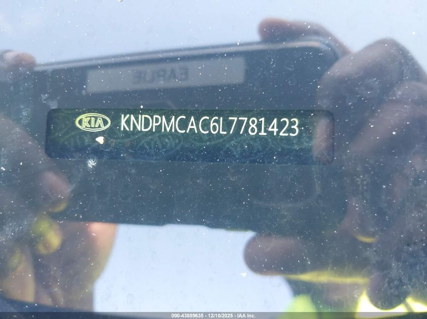 2020 Kia Sportage Lx VIN: KNDPMCAC6L7781423 Lot: 43889635