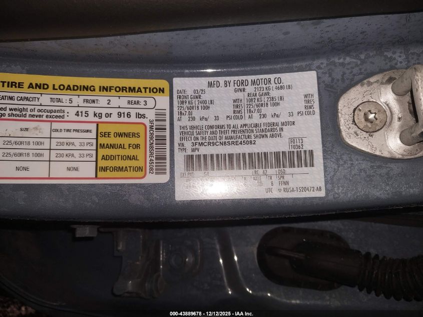 2025 Ford Bronco Sport Outer Banks VIN: 3FMCR9CN8SRE45082 Lot: 43889678