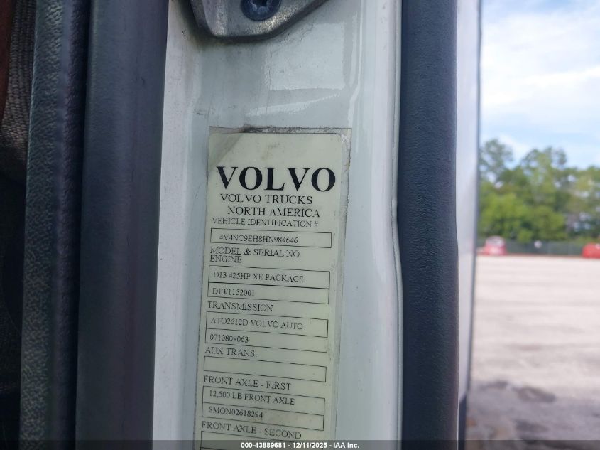 2017 Volvo Vnl VIN: 4V4NC9EH8HN984646 Lot: 43889681