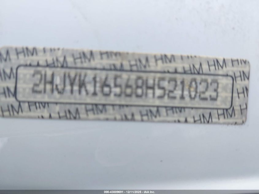 2008 Honda Ridgeline Rtl VIN: 2HJYK16568H521023 Lot: 43889691