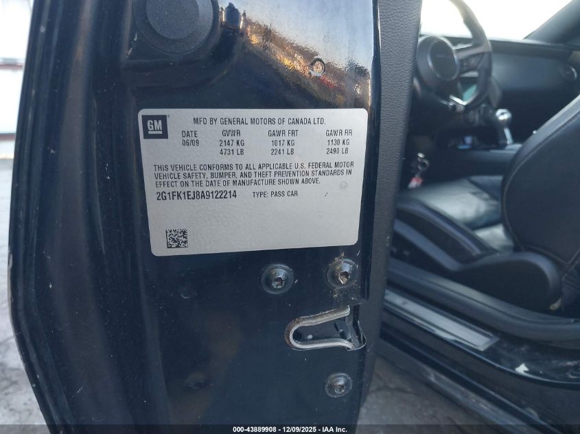 2010 Chevrolet Camaro 2Ss VIN: 2G1FK1EJ8A9122214 Lot: 43889908