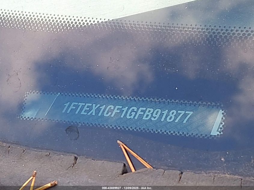 2016 Ford F-150 Xlt VIN: 1FTEX1CF1GFB91877 Lot: 43889927