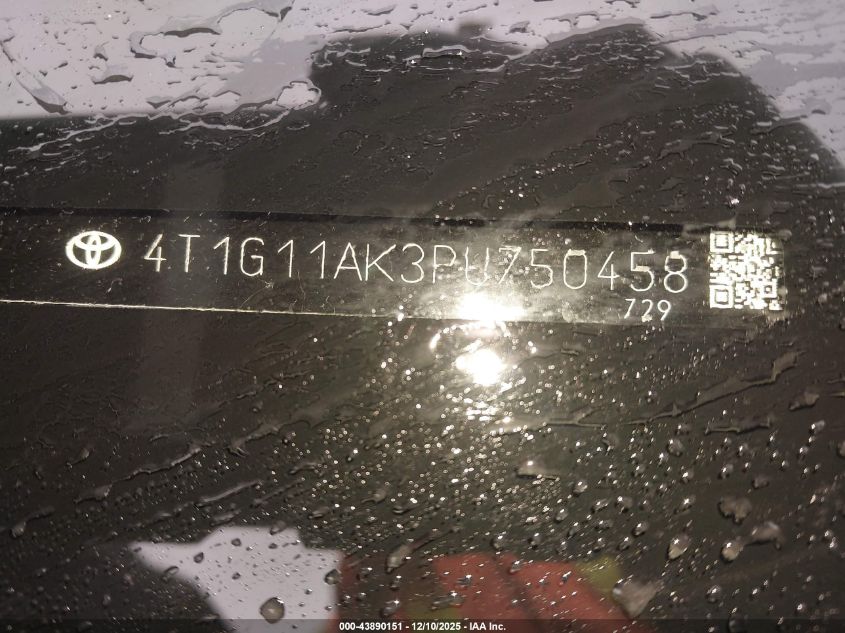2023 Toyota Camry Se VIN: 4T1G11AK3PU750458 Lot: 43890151