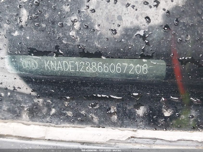 2006 Kia Rio Lx VIN: KNADE123866067206 Lot: 43890166