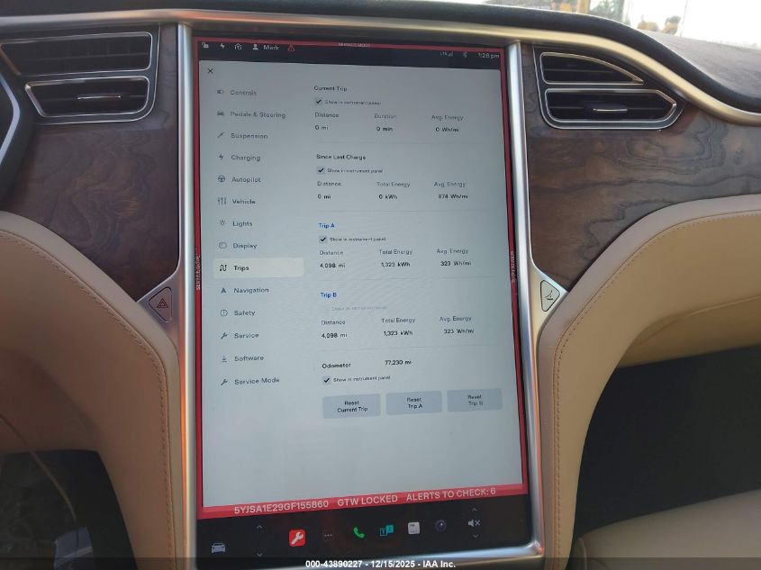 2016 Tesla Model S 60D/70D/75D/85D/90D VIN: 5YJSA1E29GF155860 Lot: 43890227