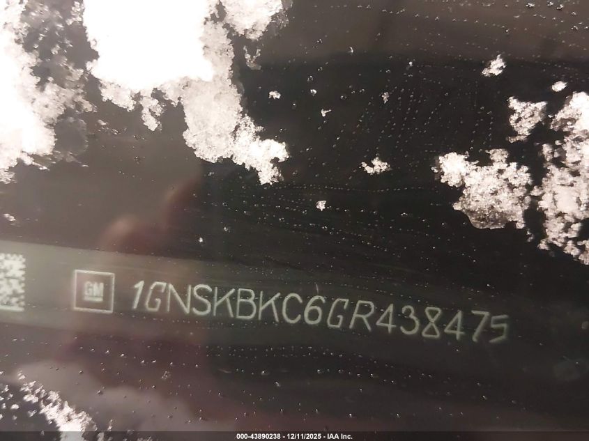 2016 Chevrolet Tahoe Lt VIN: 1GNSKBKC6GR438475 Lot: 43890238