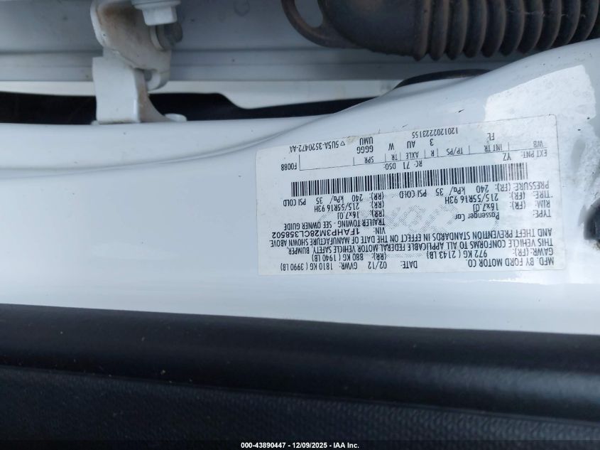 2012 Ford Focus Sel VIN: 1FAHP3M28CL358502 Lot: 43890447