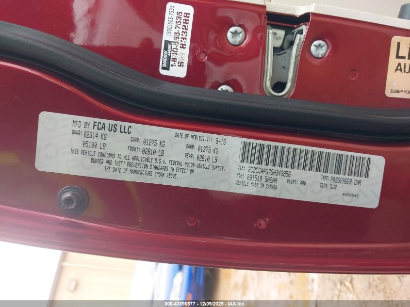 2016 Chrysler 300 Limited VIN: 2C3CCAAG7GH343856 Lot: 43890577